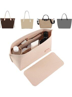 Purse Organizer Insert Set - Handbag Base Shaper, Zipper Pocket & Bottle Holder